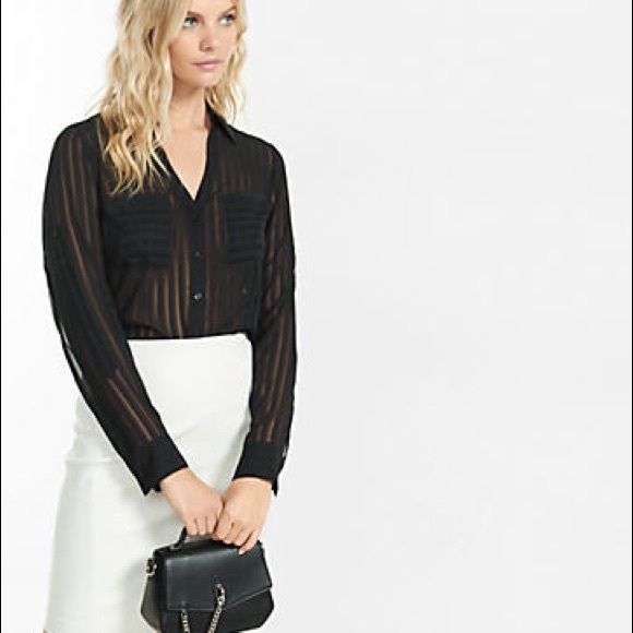 Express Tops - ☕️ Express Sheer Stripe Portofino Shirt